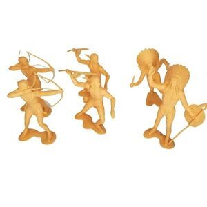 Vintage Louis Marx 6" Native American Indians Playset 1964 Plastic Figures Lot 6